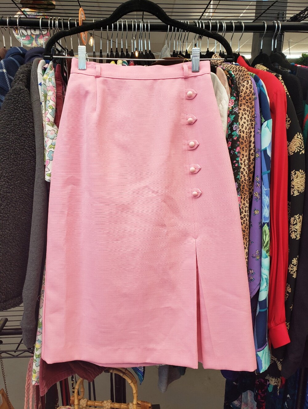 Vintage 1950s 1960s 1970s Bubblegum Pink Pencil Skirt